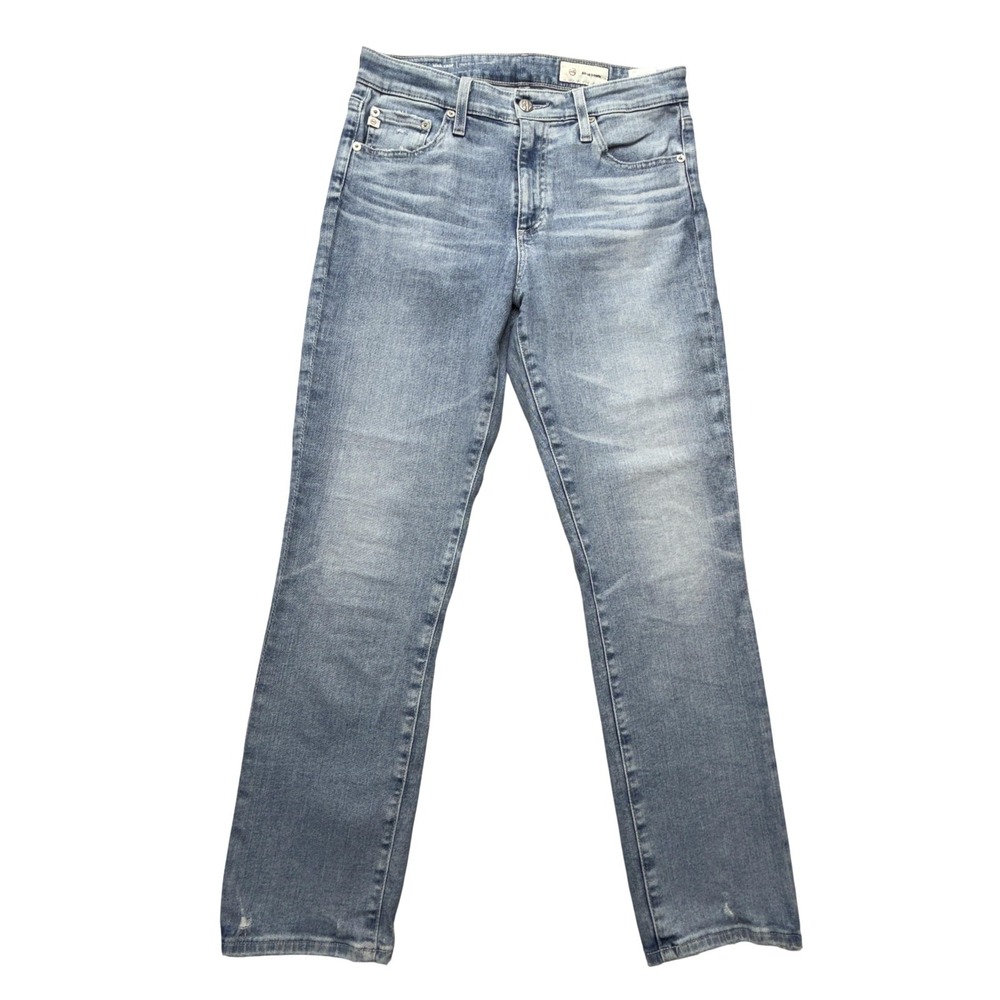 AG Mari Crop High Rise Slim Straight Jeans Womens 29 Light Wash Stretch Denim